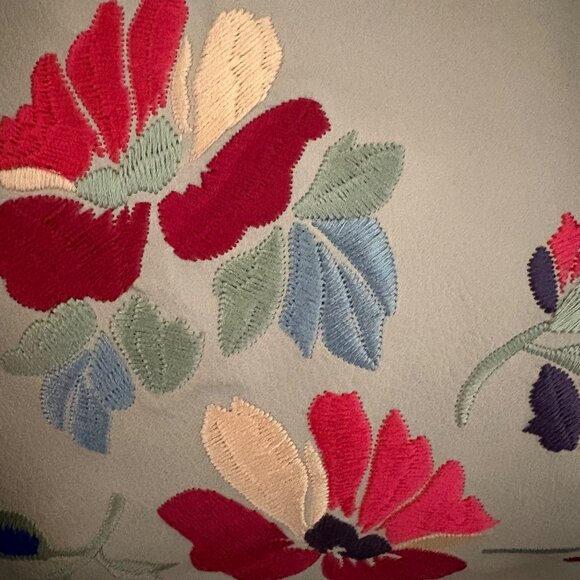 Nicole Miller Floral Embroidered Gray Purse Chain Straps Shoulder Bag - Picture 12 of 12